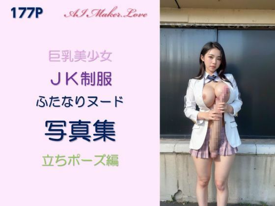 巨乳美少女 JK制服 ふたなりヌード写真集 立ちポーズ編【AI Maker.Love】